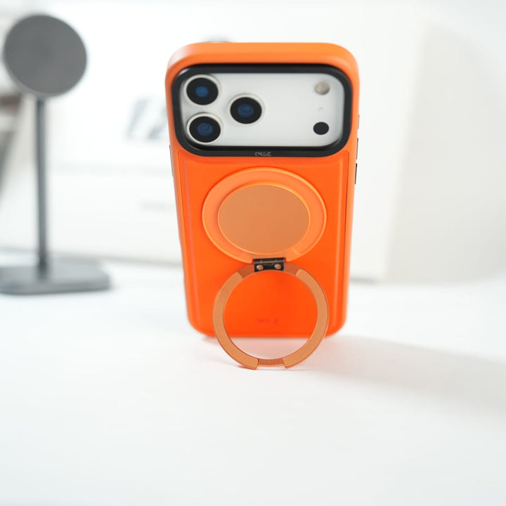 FRATO iPhone 17 Series iPhone 17 Series MagSafe PU Leather Ring Stand Case | 360° Rotating Metal Kickstand