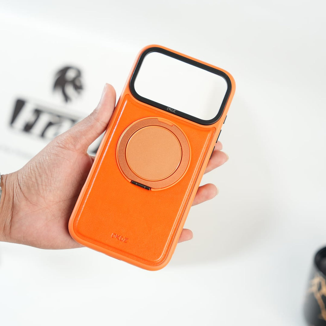 FRATO iPhone 17 Series iPhone 17 Series MagSafe PU Leather Ring Stand Case | 360° Rotating Metal Kickstand