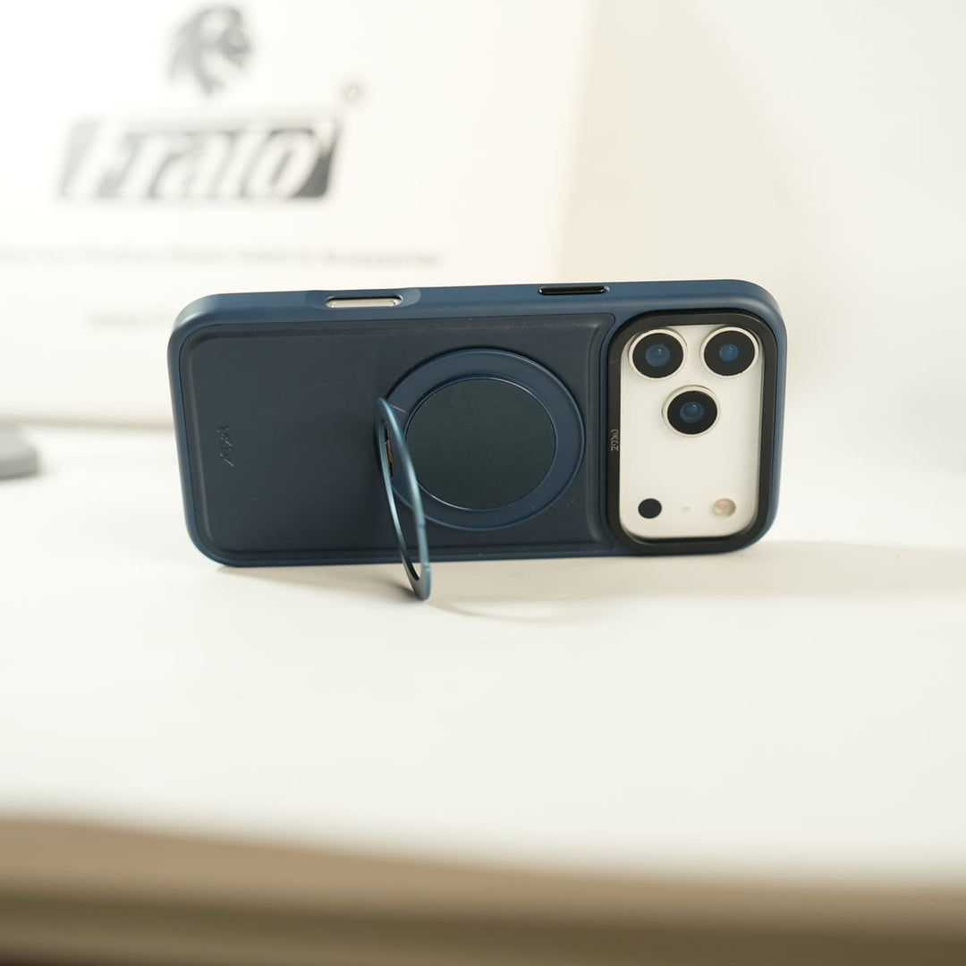 FRATO iPhone 17 Series iPhone 17 Series MagSafe PU Leather Ring Stand Case | 360° Rotating Metal Kickstand