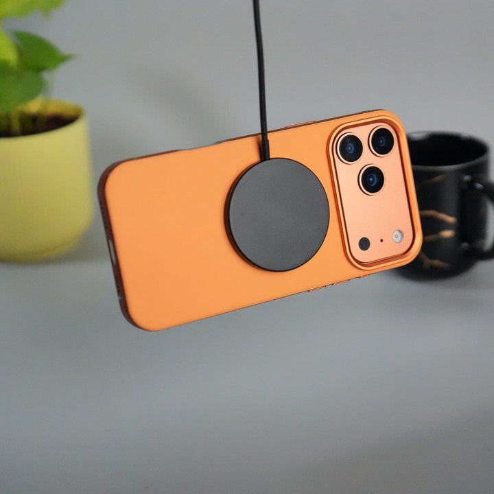 FRATO iPhone 17 Series iPhone 17 Series Metal Side Bumper Leather Feel Magsafe case Cover | Orange