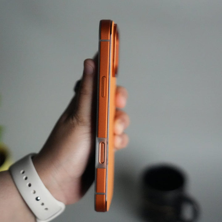 FRATO iPhone 17 Series iPhone 17 Series Metal Side Bumper Leather Feel Magsafe case Cover | Orange