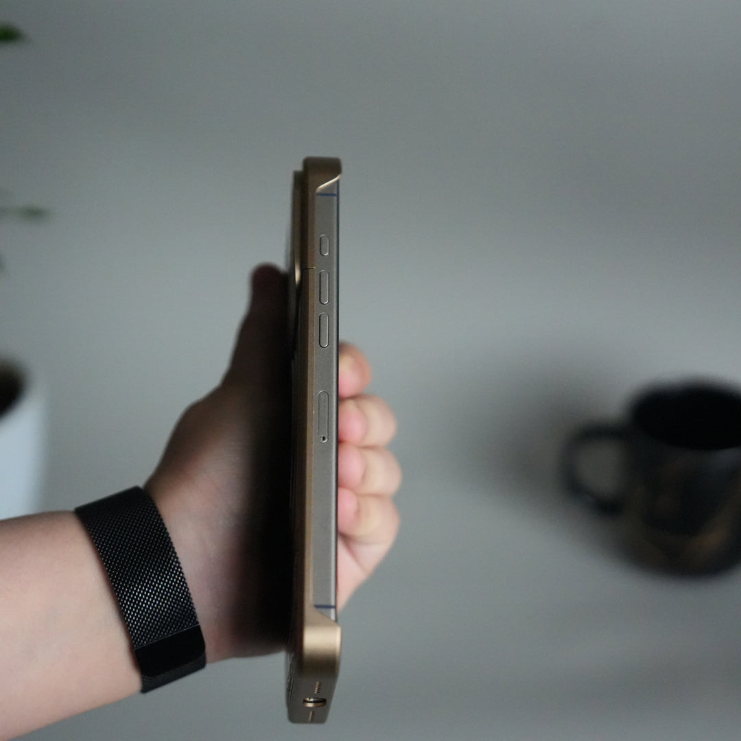 FRATO iPhone 17 Series iPhone 17 Series Metallic Wood Leather AeroFLex Aluminium  Case With Rotating Stand