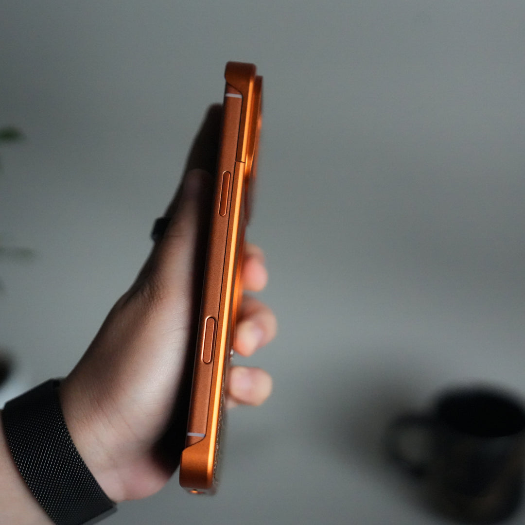FRATO iPhone 17 Series iPhone 17 Series Metallic Wood Leather AeroFLex Aluminium  Case With Rotating Stand