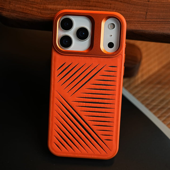 FRATO iPhone 17 Series iPhone 17 Series Premium PU Leather Cut Pattern MagSafe Case with Metal Camera Frame