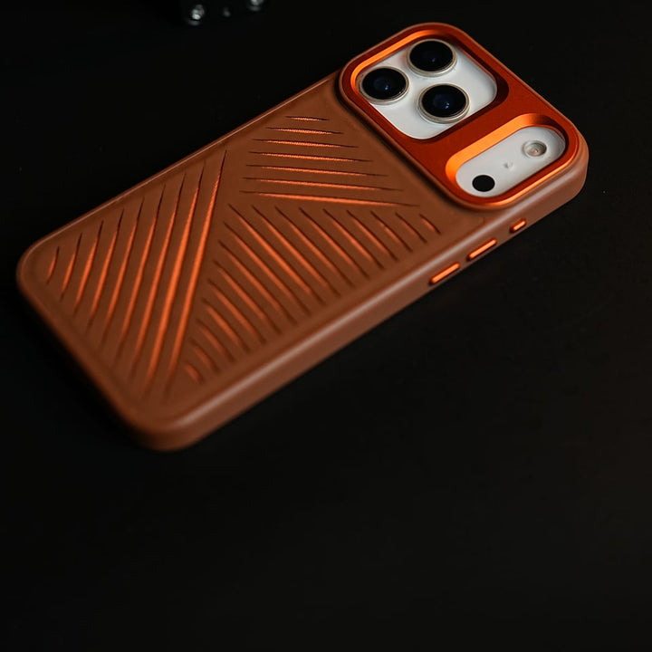 FRATO iPhone 17 Series iPhone 17 Series Premium PU Leather Cut Pattern MagSafe Case with Metal Camera Frame