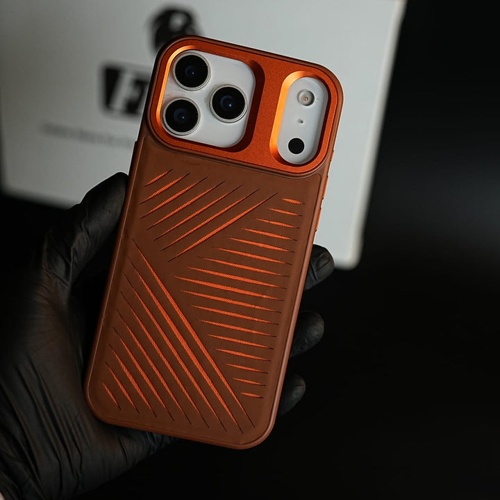 FRATO iPhone 17 Series iPhone 17 Series Premium PU Leather Cut Pattern MagSafe Case with Metal Camera Frame