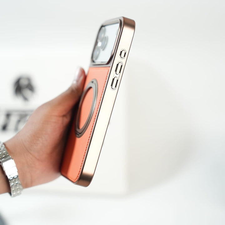 FRATO iPhone 17 Series iPhone 17 Series Premium PU Leather Stitch Case | 360° Rotating Metal Ring Stand Cover