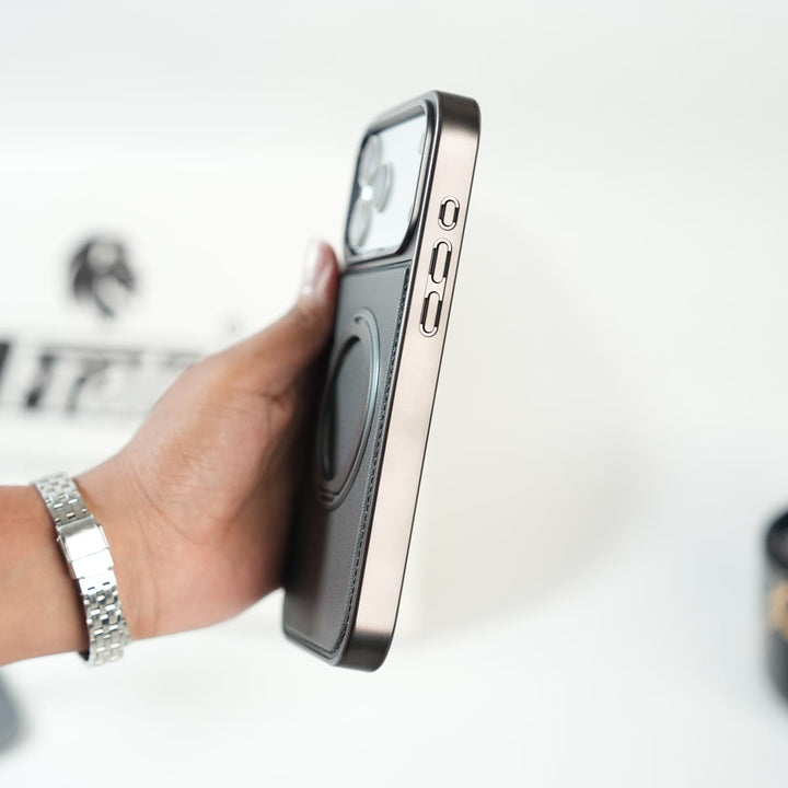 FRATO iPhone 17 Series iPhone 17 Series Premium PU Leather Stitch Case | 360° Rotating Metal Ring Stand Cover
