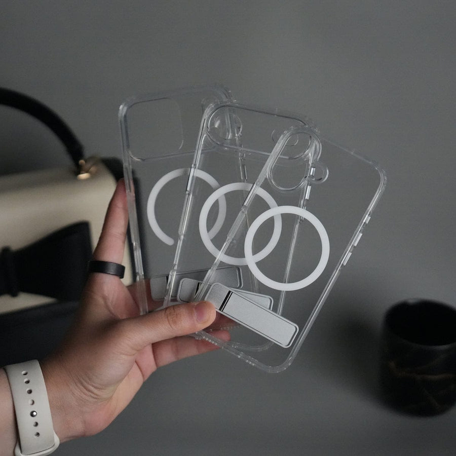 FRATO iPhone 17 Series iPhone 17 Series Transparent Bottom Metal Stand MagSafe Supported Case Cover