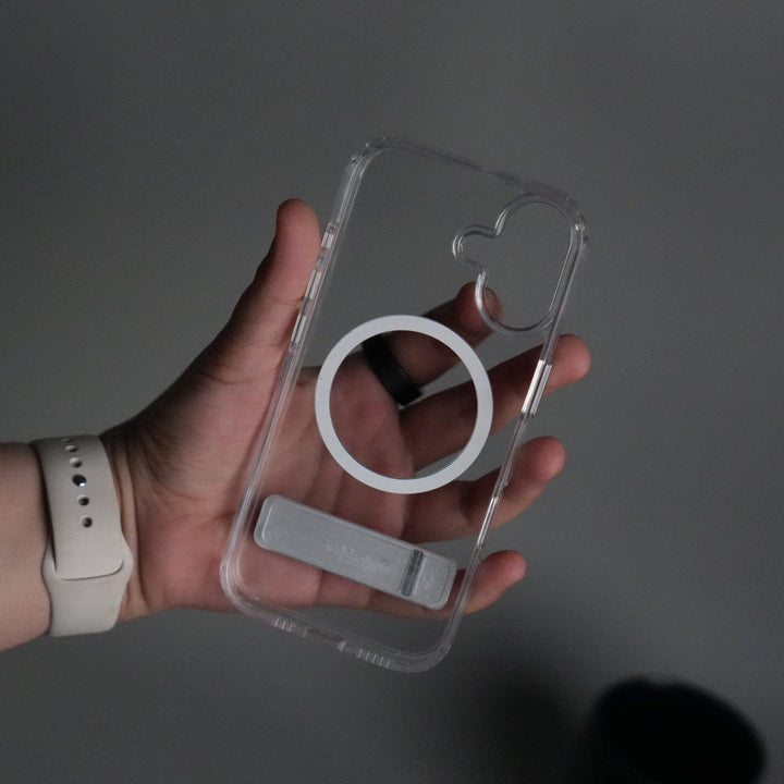 FRATO iPhone 17 Series iPhone 17 Series Transparent Bottom Metal Stand MagSafe Supported Case Cover