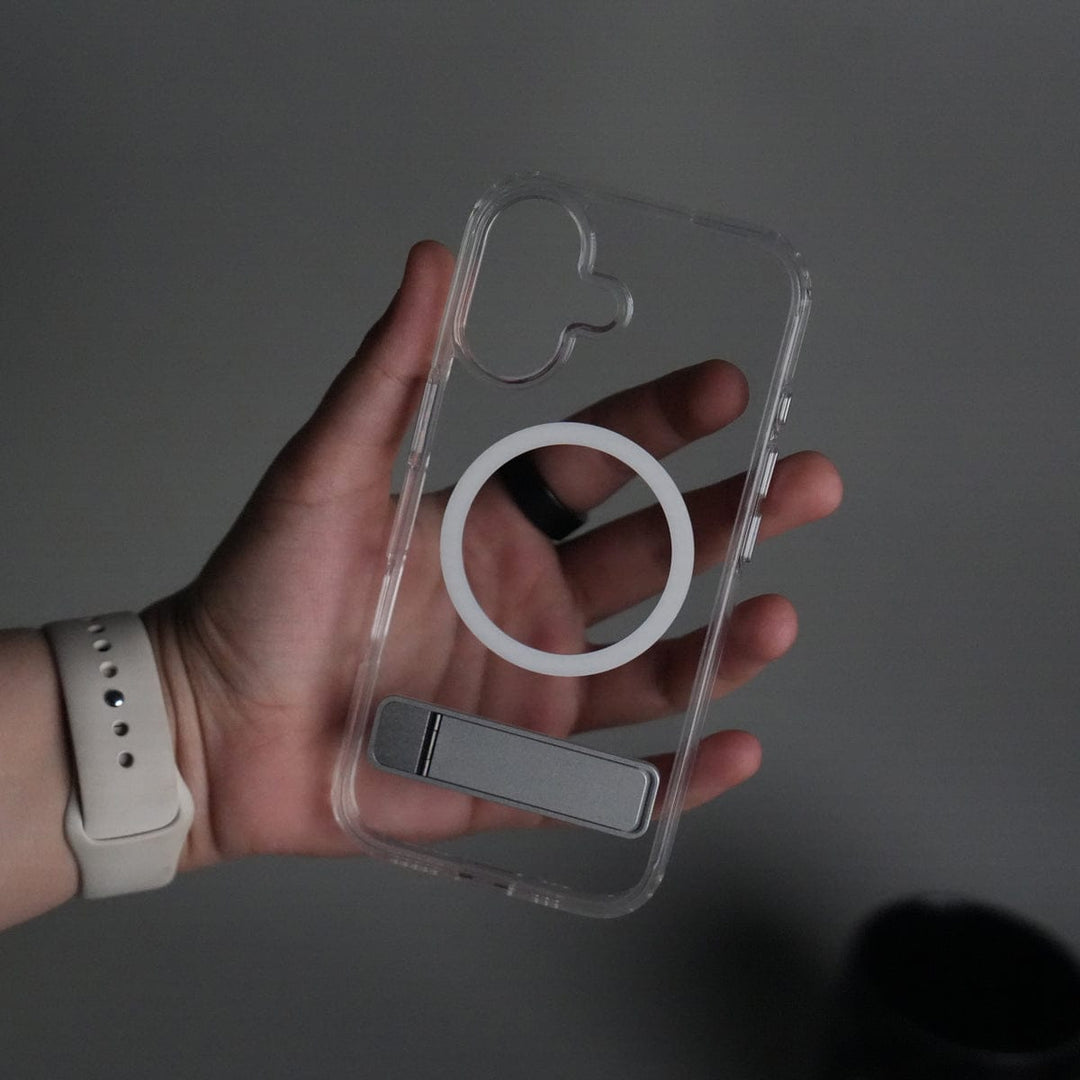 FRATO iPhone 17 Series iPhone 17 Series Transparent Bottom Metal Stand MagSafe Supported Case Cover