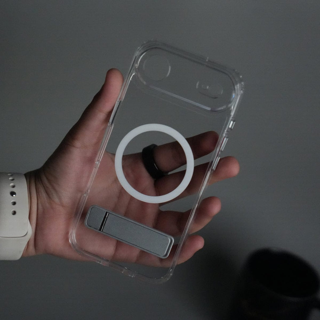 FRATO iPhone 17 Series iPhone 17 Series Transparent Bottom Metal Stand MagSafe Supported Case Cover