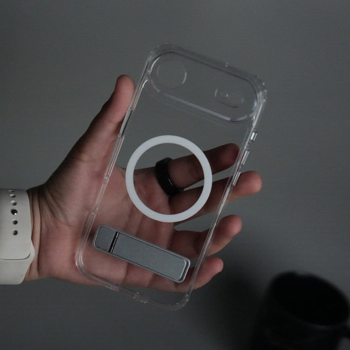 FRATO iPhone 17 Series iPhone 17 Series Transparent Bottom Metal Stand MagSafe Supported Case Cover