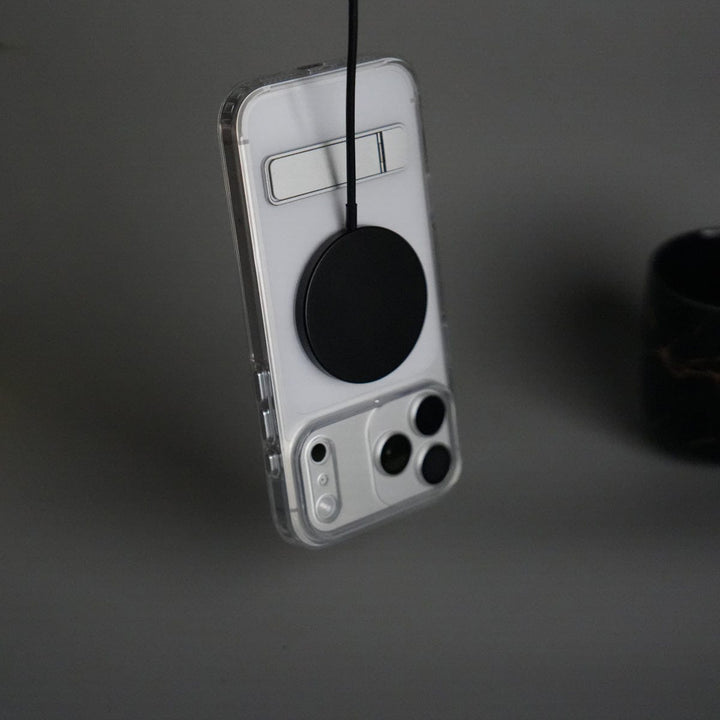 FRATO iPhone 17 Series iPhone 17 Series Transparent Bottom Metal Stand MagSafe Supported Case Cover