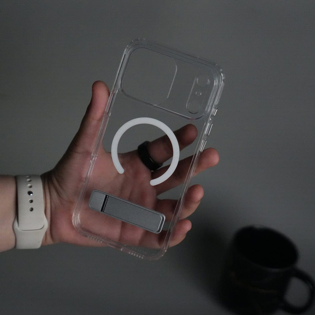 FRATO iPhone 17 Series iPhone 17 Series Transparent Bottom Metal Stand MagSafe Supported Case Cover