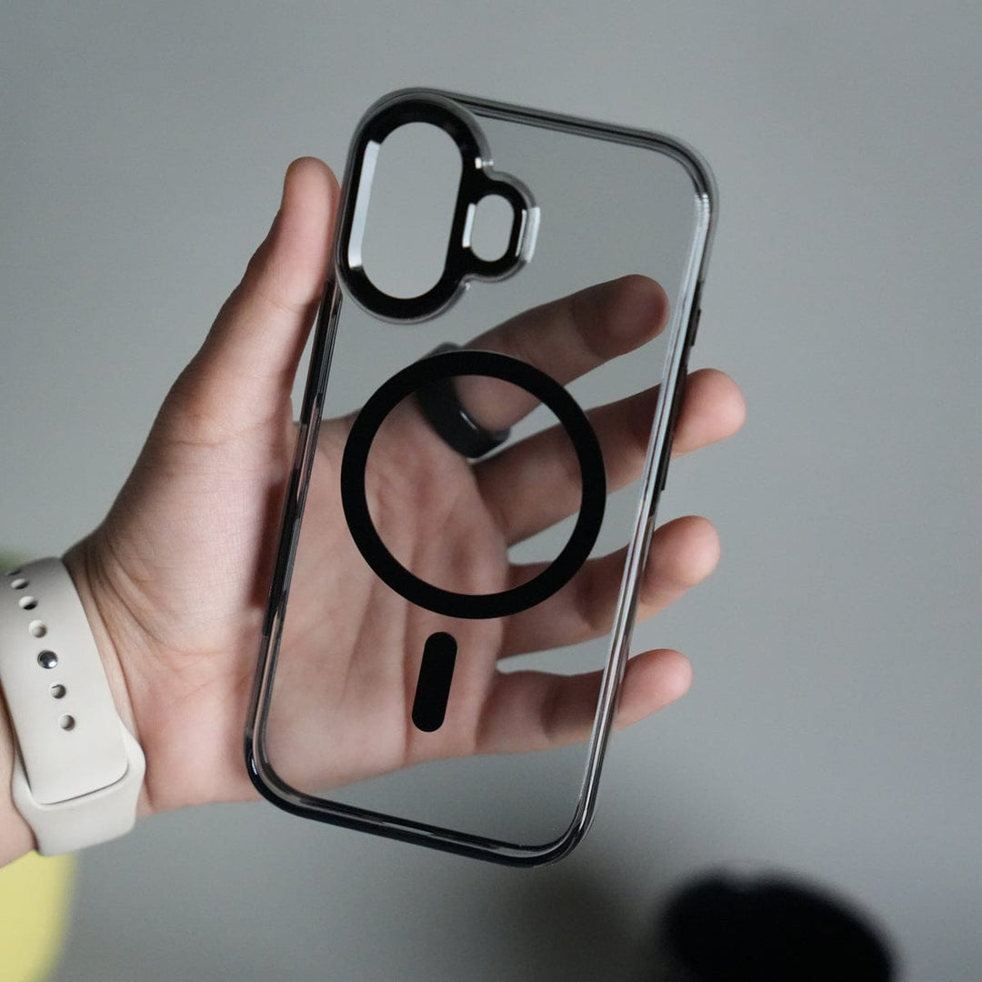 FRATO iPhone 17 Series iPhone 17 Transparent MagSafe Case with Metal Camera Frame | Crystal Clear Back Cover (BLACK)