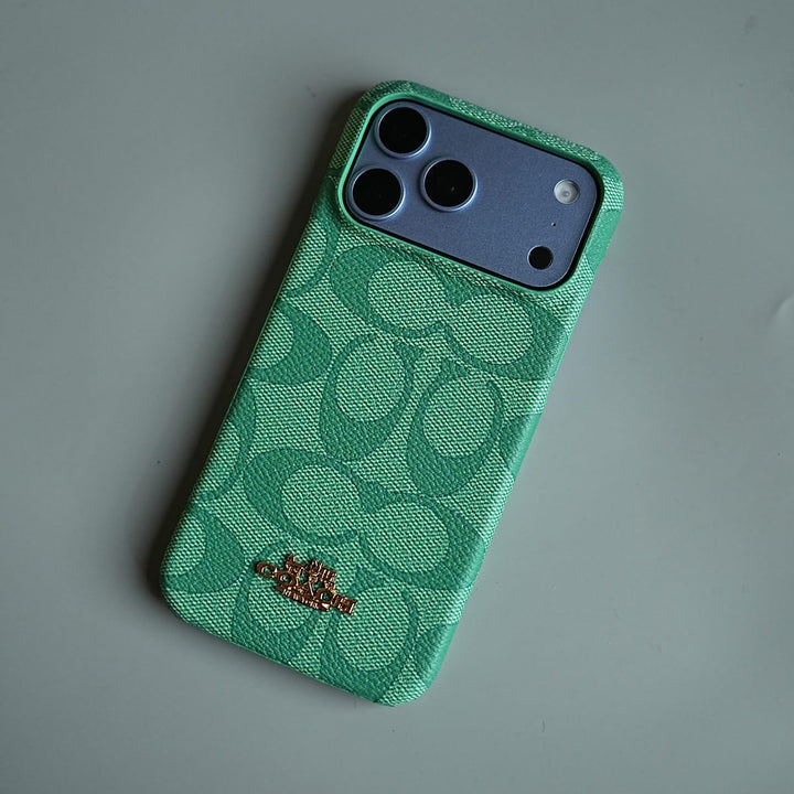 FRATO iPhone 17 Series Leather Texture Pattern Case for iPhone 17 Series | Gold-Tone Logo Slim Cover