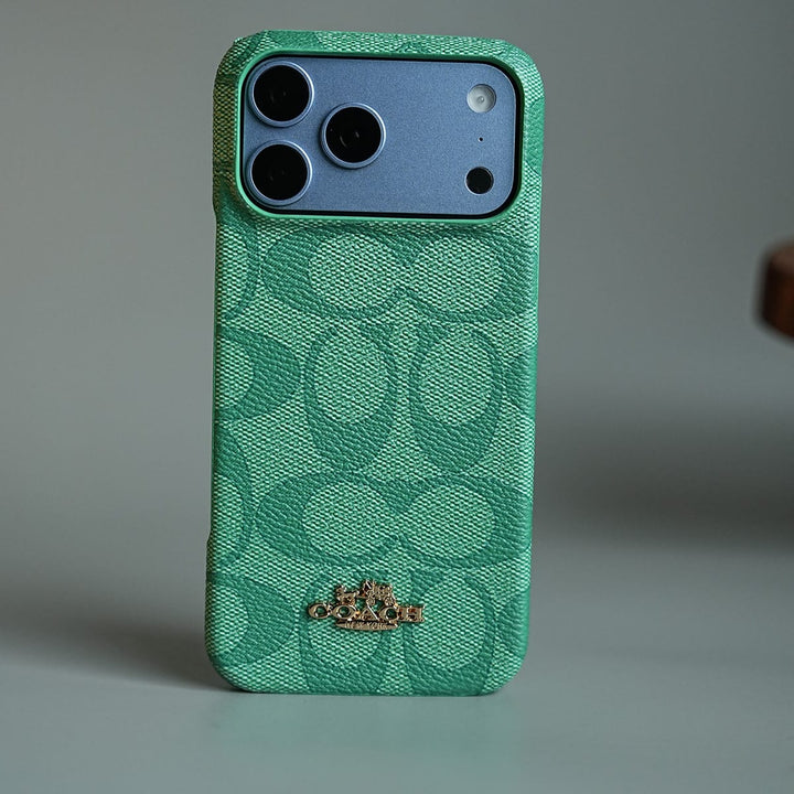 FRATO iPhone 17 Series Leather Texture Pattern Case for iPhone 17 Series | Gold-Tone Logo Slim Cover