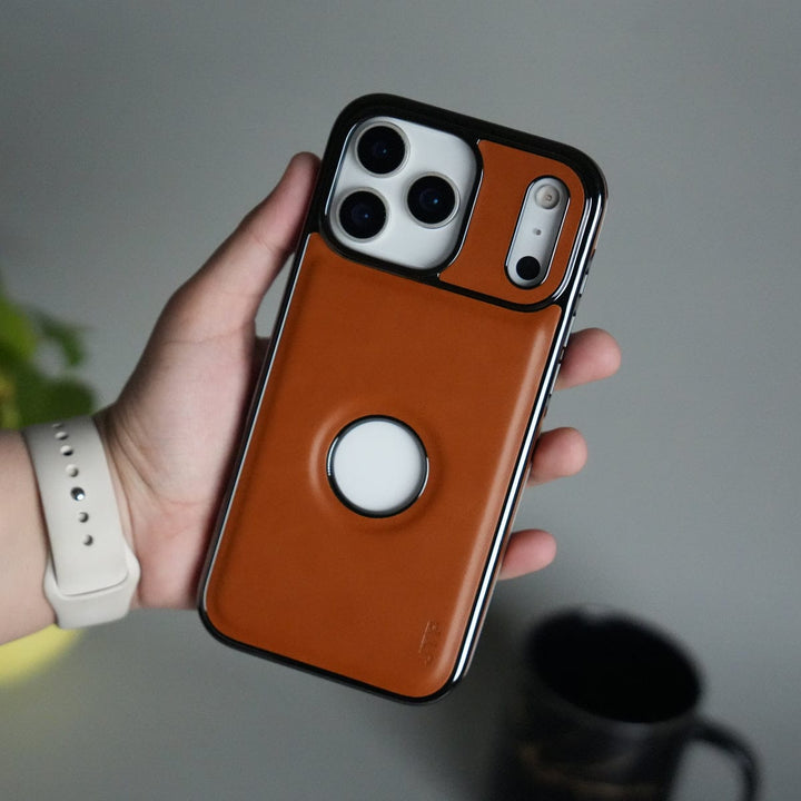 FRATO iPhone 17 Series Light Brown iPhone 17 Pro Max JTP PU Leather Logo Cut Case Premium Finish Cover
