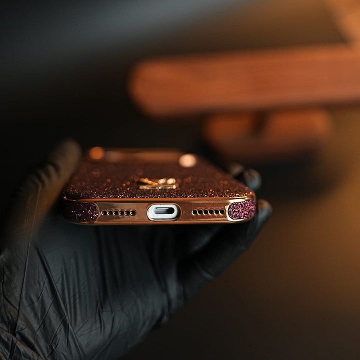 FRATO iPhone 17 Series Luxury Glitter Case with 3D Metal Emblem for iPhone 17 Series | Premium Sparkle Finish