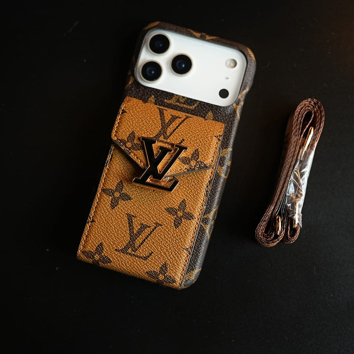 FRATO iPhone 17 Series Monogram Stitched Wallet Case for iPhone 17 Series | Detachable Crossbody Strap