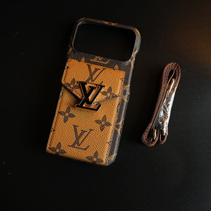 FRATO iPhone 17 Series Monogram Stitched Wallet Case for iPhone 17 Series | Detachable Crossbody Strap
