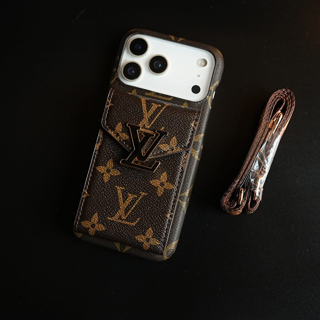 FRATO iPhone 17 Series Monogram Stitched Wallet Case for iPhone 17 Series | Detachable Crossbody Strap
