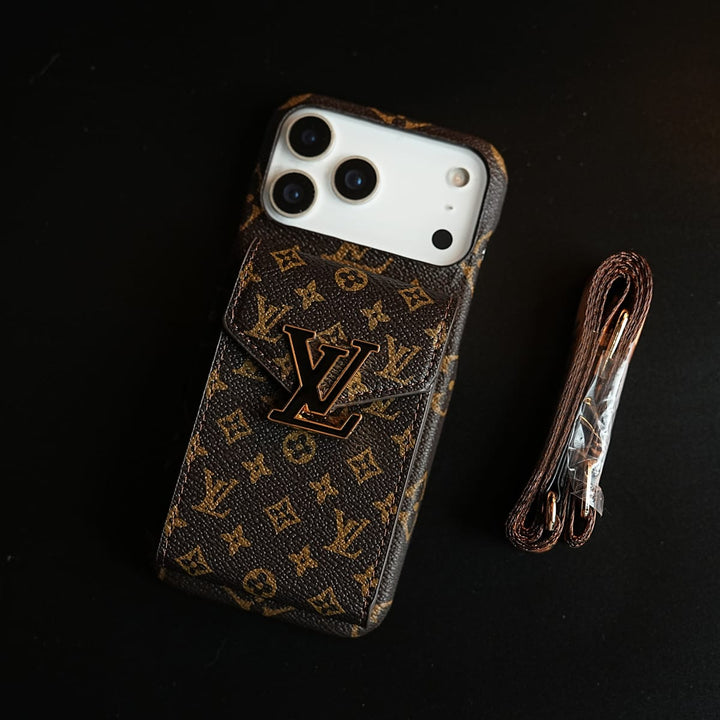 FRATO iPhone 17 Series Monogram Stitched Wallet Case for iPhone 17 Series | Detachable Crossbody Strap