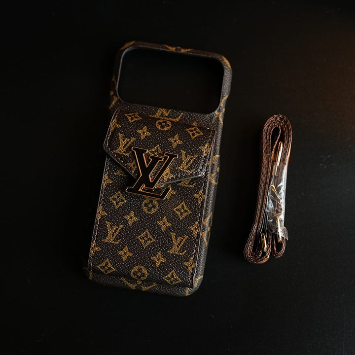 FRATO iPhone 17 Series Monogram Stitched Wallet Case for iPhone 17 Series | Detachable Crossbody Strap