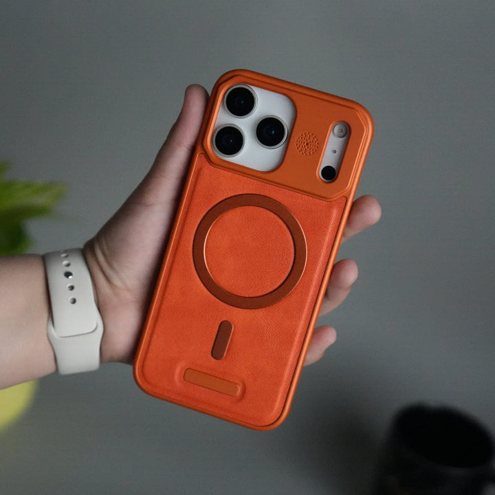 FRATO iPhone 17 Series Orange iPhone 17 Pro Cover Frameless PU Leather Case