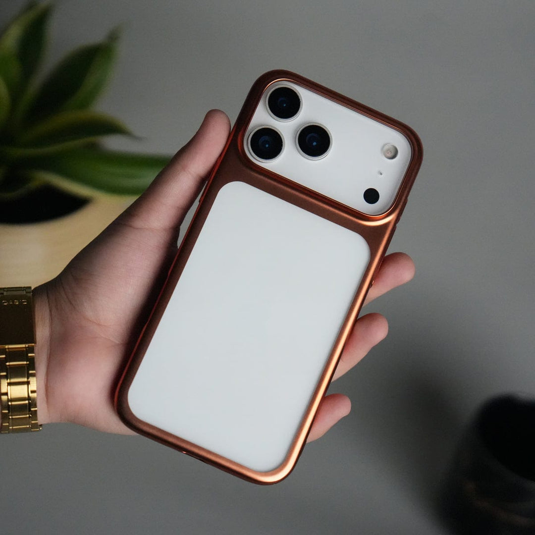 FRATO iPhone 17 Series Orange iPhone 17 Pro Max Clear Shell Case | Slim Back Cover with Electroplated Edges