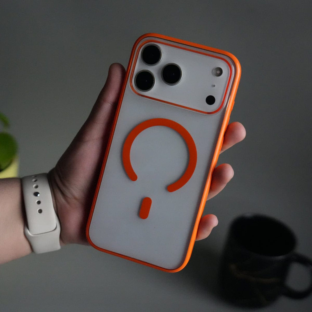 FRATO iPhone 17 Series Orange iPhone 17 Pro Max ClearView LumiEdge MagSafe Case | Transparent Cover