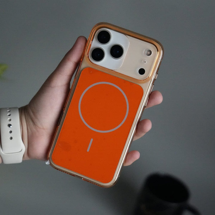 FRATO iPhone 17 Series Orange iPhone 17 Pro Max Crystal Series Hard Transparent MagSafe Case