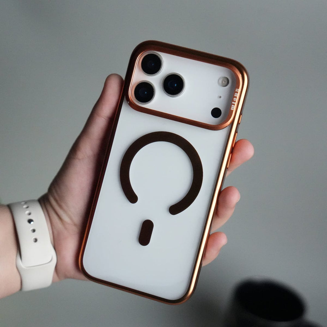 FRATO iPhone 17 Series Orange iPhone 17 Pro Max CrystalView MagSafe Case with Metal Camera Frame Kickstand Cover