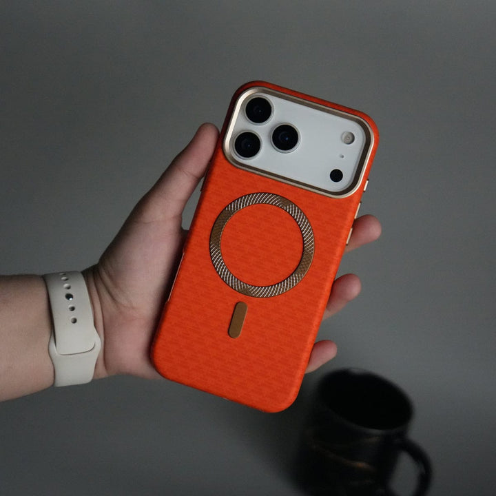 FRATO iPhone 17 Series Orange iPhone 17 Pro Max Elite Leather-Texture Case Cover
