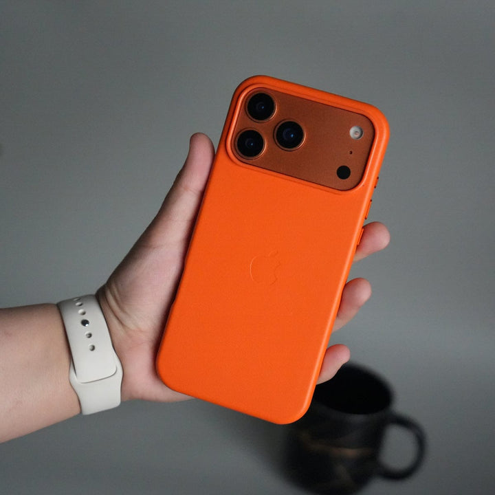 FRATO iPhone 17 Series Orange iPhone 17 Pro Max MagSafe PU Leather Back Cover | Premium PU Leather | Slim &amp; Elegant Hard Case
