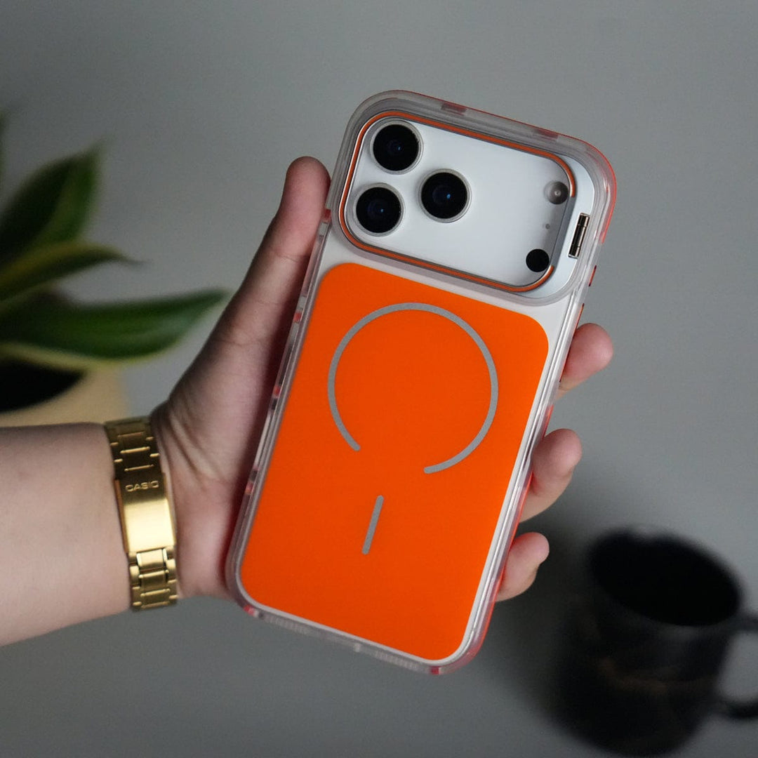 FRATO iPhone 17 Series Orange iPhone 17 Pro Max Matte Finish MagSafe Case with Ultra-Slim Metal Kickstand