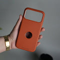 iPhone 17 Pro Max PU Leather Logo Cut Plain Case Premium Finish Cover