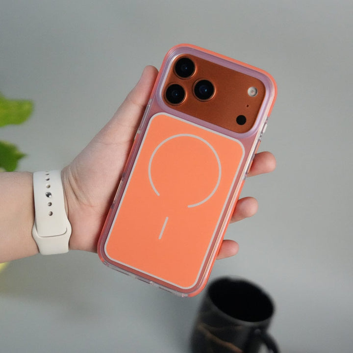 FRATO iPhone 17 Series Orange iPhone 17 Pro Max Transparent Soft Edge MagSafe Case Cover