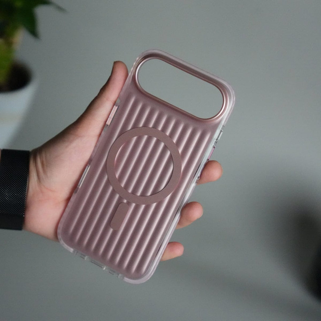 FRATO iPhone 17 Series Pink iPhone 17 Air MagSafe Suitcase Design Cover | Shockproof Ribbed Back Cover