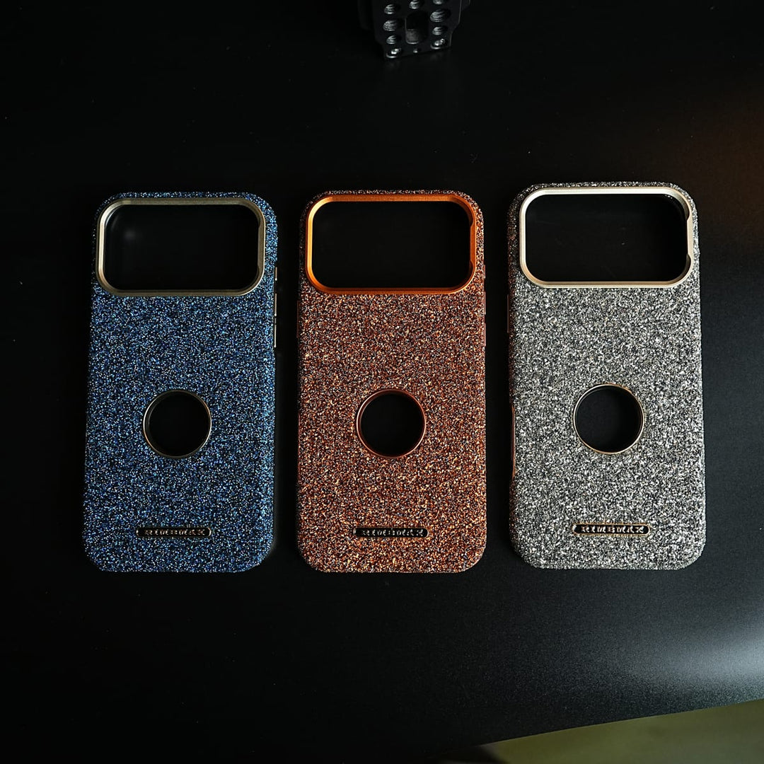 FRATO iPhone 17 Series Premium Glitter Jewel MagSafe Case for 17 Series | Metallic Camera Frame