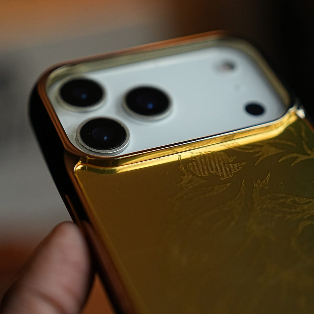 FRATO iPhone 17 Series Premium Gold Mirror Case for iPhone 17 Series | Printed Design Cover