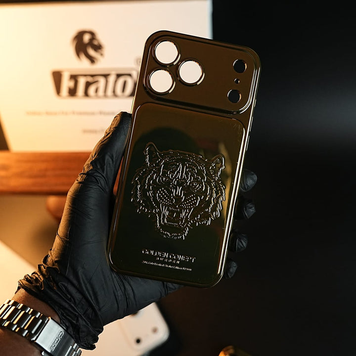 FRATO iPhone 17 Series Premium Gold Shine Tiger Face for iPhone 17 Series | Protective Case