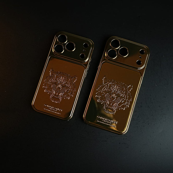 FRATO iPhone 17 Series Premium Gold Shine Tiger Face for iPhone 17 Series | Protective Case