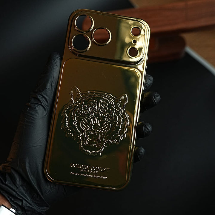 FRATO iPhone 17 Series Premium Gold Shine Tiger Face for iPhone 17 Series | Protective Case