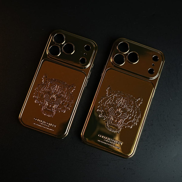 FRATO iPhone 17 Series Premium Gold Shine Tiger Face for iPhone 17 Series | Protective Case
