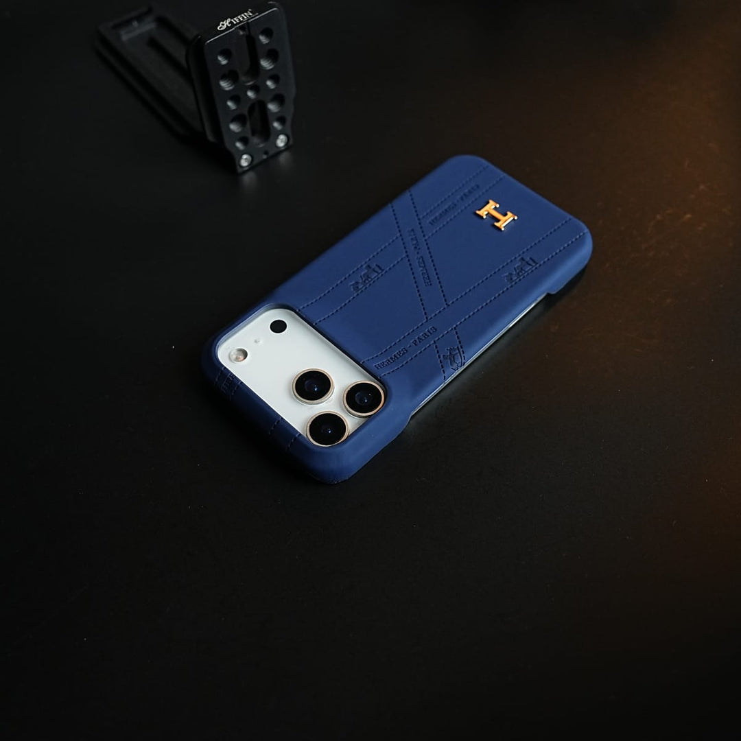 FRATO iPhone 17 Series Premium H-Style PU Leather Case for iPhone 17 Series | Luxury Designer-Inspired Protective Cover| Blue