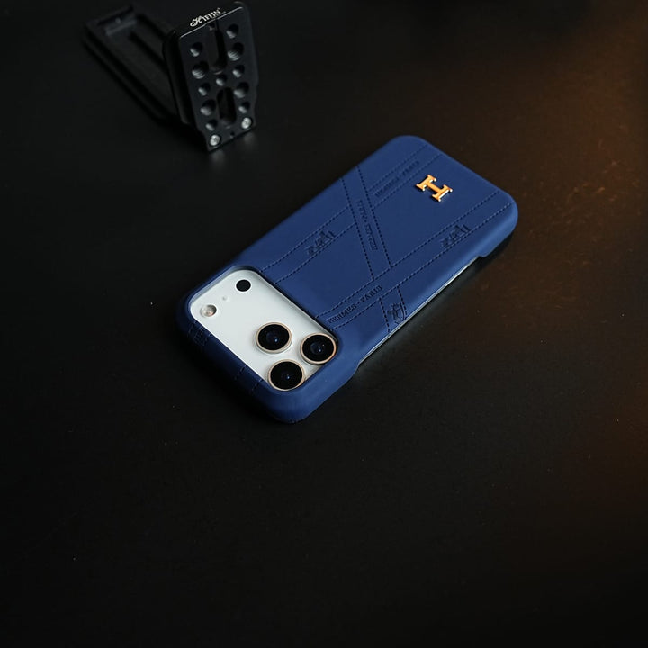 FRATO iPhone 17 Series Premium H-Style PU Leather Case for iPhone 17 Series | Luxury Designer-Inspired Protective Cover| Blue