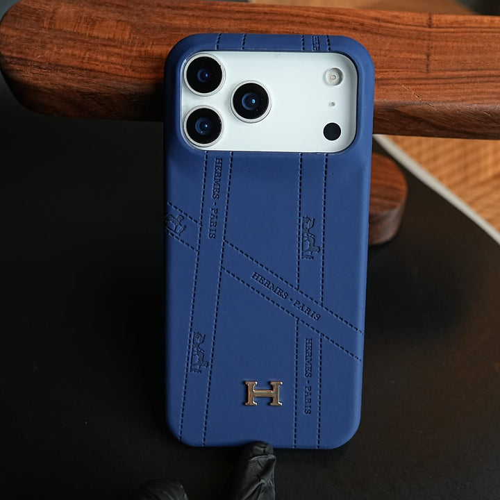 FRATO iPhone 17 Series Premium H-Style PU Leather Case for iPhone 17 Series | Luxury Designer-Inspired Protective Cover| Blue