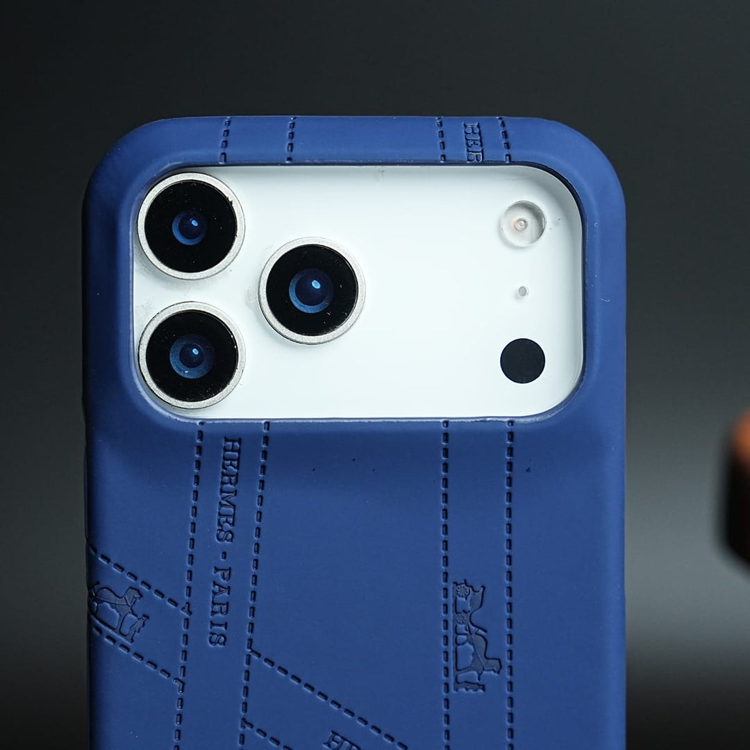 FRATO iPhone 17 Series Premium H-Style PU Leather Case for iPhone 17 Series | Luxury Designer-Inspired Protective Cover| Blue